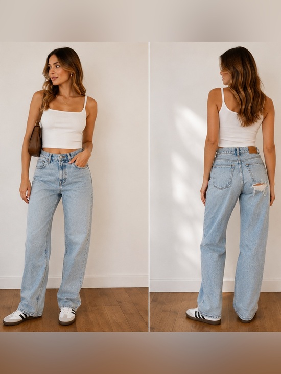 Abercrombie & Fitch Denim - Abercrombie & Fitch 90s Relaxed Straight Jeans 28 Light Wash Distressed Back Mom